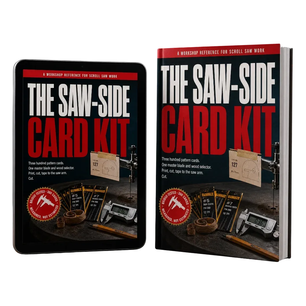 Grid of printable blade and wood spec cards